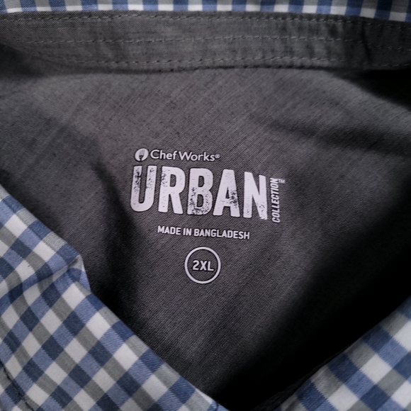 Chef Works Urban Collection Shirt Mens XXL Long Sleeve Collared Stretch Blue - Picture 3 of 7